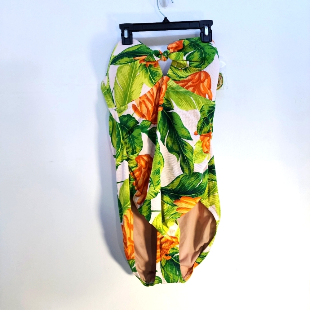 Kona Sol Size XL NWT Tropical Leaf Print Swimsuit